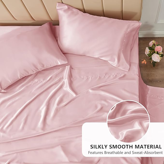 CozyLux Satin Sheets Twin Sheet Set - Image 3