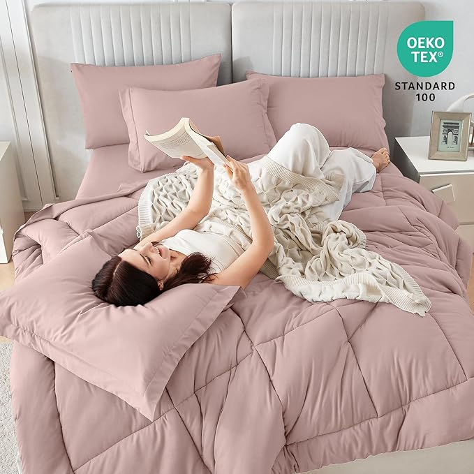 Sasttie Queen Comforter Set, 7 Pieces Bed in a Bag Queen, Complete Bedding Set - Image 5