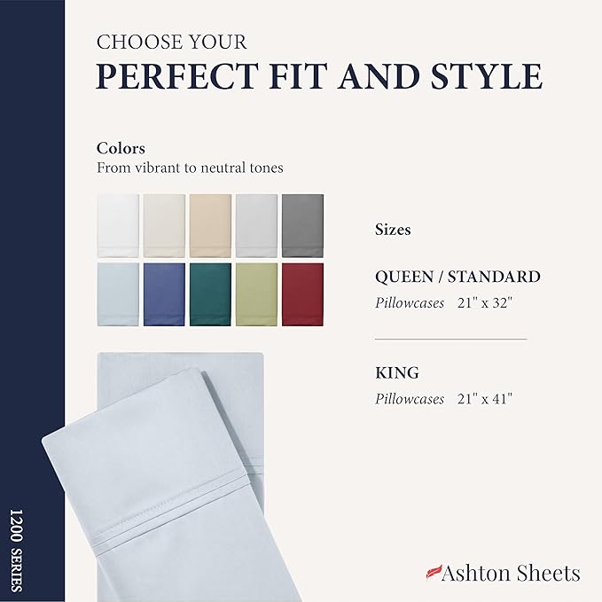 100% Egyptian Cotton Queen Pillow Cases Set of 2 - Image 7