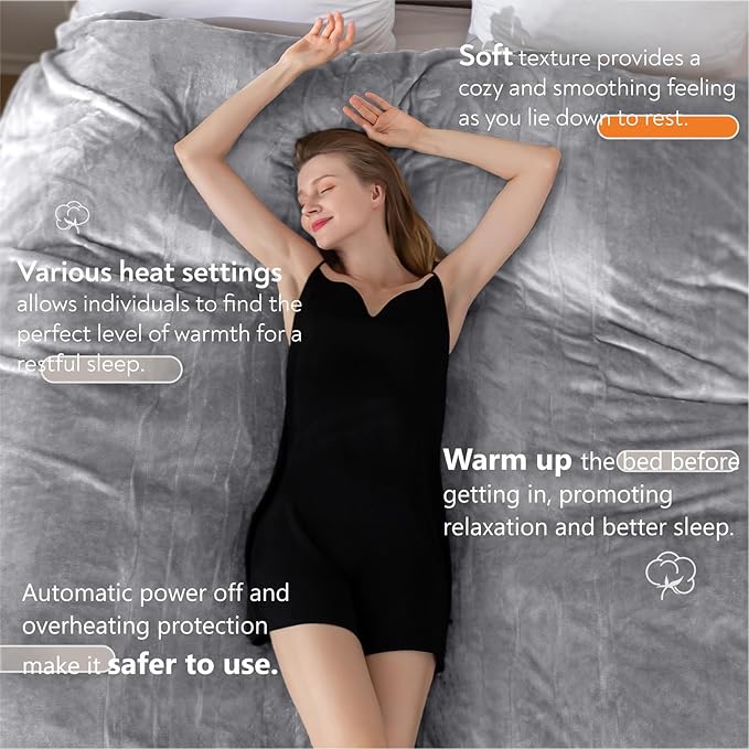 Wapaneus Heated Blanket Electric Throw 72" x 84" Full Size - Image 2
