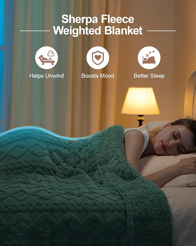 Super Fuzzy Soft Sherpa Fleece Weighted Blanket, 15 lbs Dual Sided Fluffy Heavy - Image 2