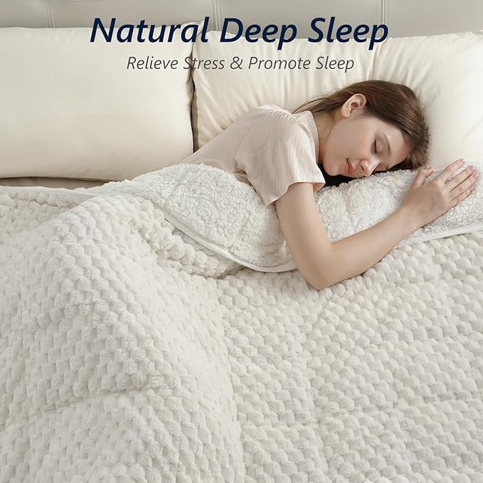 Mr. Sandman Weighted Blankets for Adults Full Size 15lbs, Warm Sherpa Fleece - Image 3