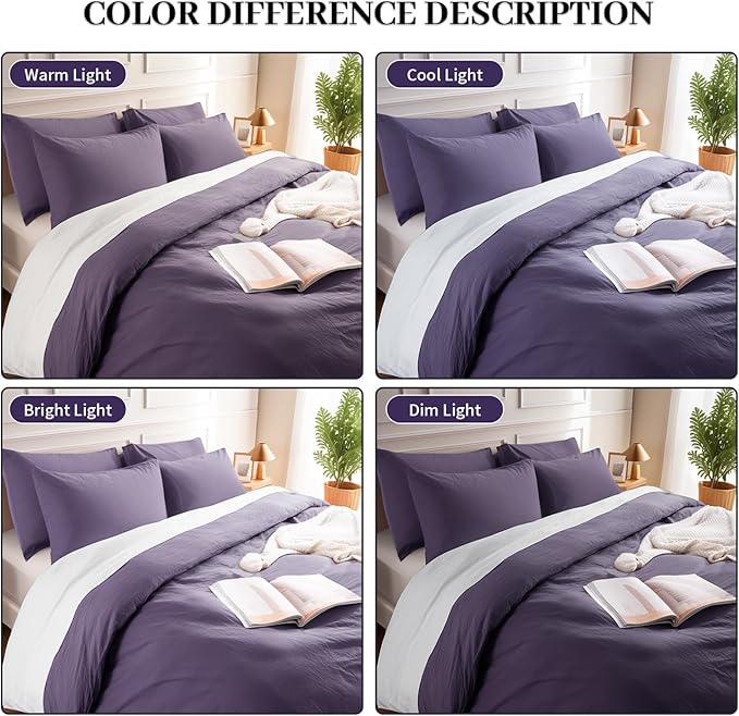 NEXHOME PRO 100% Washed Cotton Duvet Cover Queen Size, Ogranic Natural Linen - Image 3
