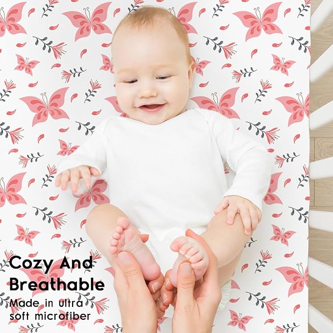 Yoofoss Pack and Play Sheets Fitted, Mini Crib Sheets 2-Pack - Image 4