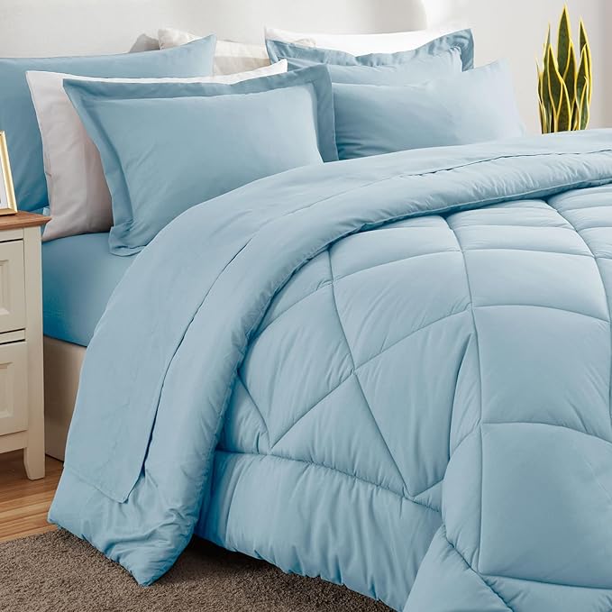 CozyLux King Size Comforter Set Light Blue - Image 7