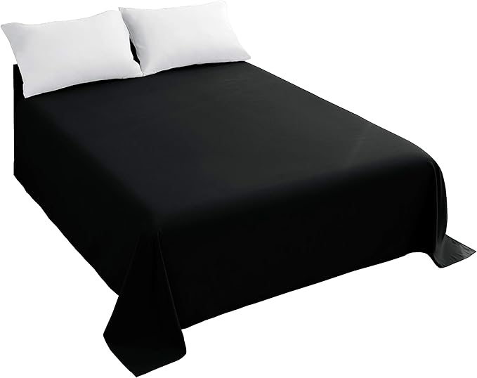 Sfoothome King Flat Sheet Black Top Sheet, Premium Hotel 1-Piece, Luxury and by Sfoothome