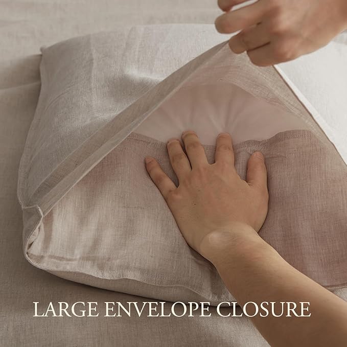 DAPU 100% Linen Duvet Cover Full 3PCs, Pure Natural French Flax Linen Duvet - Image 5