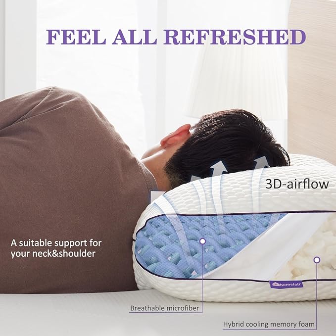 HOMELAB Adjustable Shredded Memory Foam Pillow King Size, Cooling Bed Pillow - Image 6