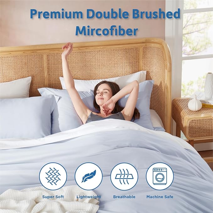 Nestl Ice Blue California King Duvet Cover Sets - Image 6