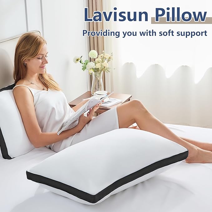 CozyLux Pillows King Size Set of 2, Soft and Supportive 3D Down Alternative Bed - Image 8