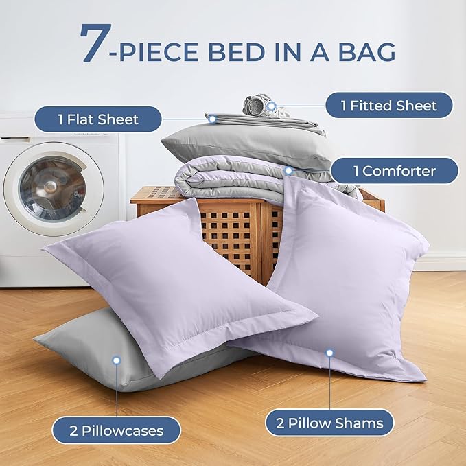 Sasttie King Size Comforter Set, 7 Pieces Bed in a Bag King, Complete Bedding - Image 6