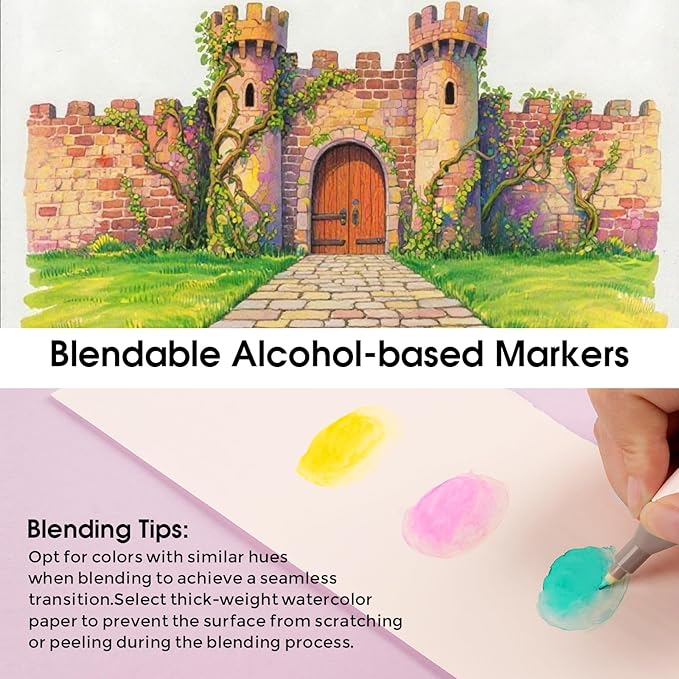 100 Colors Alcohol Markers Set, Dual Tips Blender Art Marker for Drawing, Permanent Sketch Markers for adult coloring, Alcohol Based, Adults Coloring and Artist Illustration.(BRUSH TIP)-DeskoryOffice