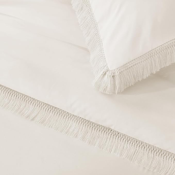 Andency Oversized King Size Comforter Set Beige 128x120, 3 Pieces Boho Soft - Image 9