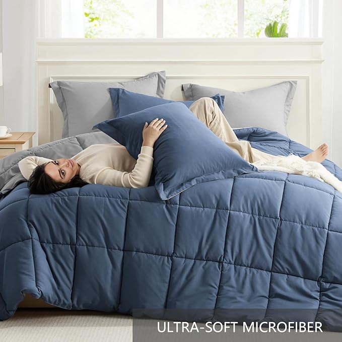 Homelike Moment California King Comforter Set Blue, Cal King Comforter Set - Image 5