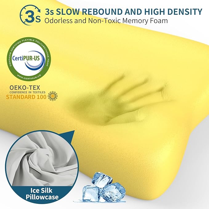 Cervical Neck Pillow for Pain Relief, Contour Memory Foam Pillows Ergonomic - Image 4