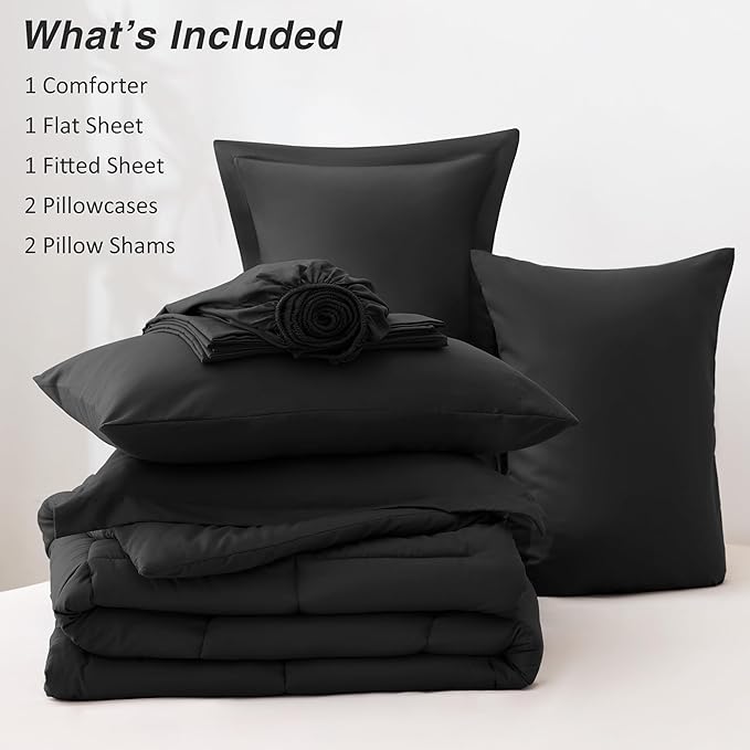 Love's cabin Queen Comforter Set Ash Black, 7 Pieces Queen Bed in a Bag - Image 8