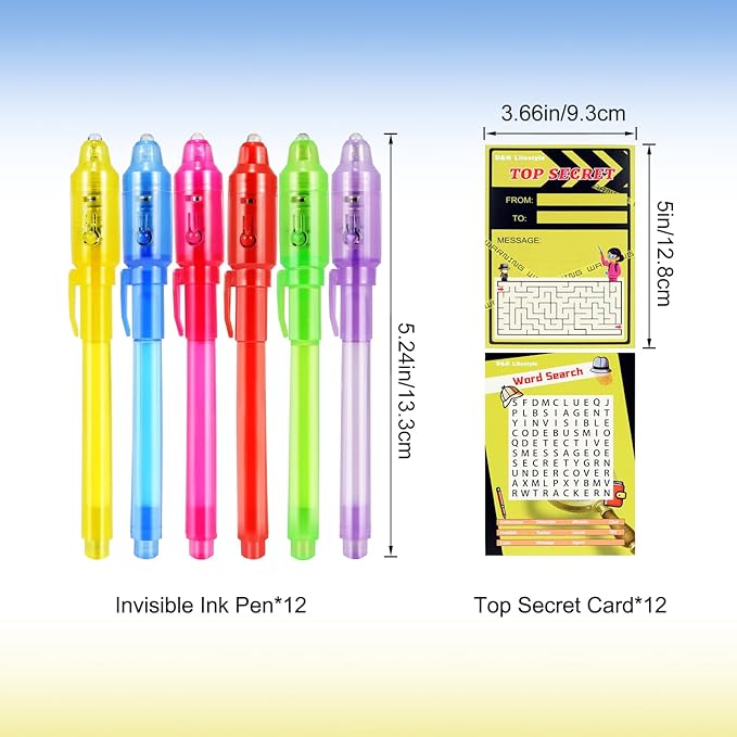 10 Pcs Invisible Ink Pens with UV Led dark light, Word Search & Maze Activities Cards and Bags Included, End of School Year Gift, Fun for Kids' Birthday, Halloween, Christmas, Goodie bag stuffers-DeskoryOffice