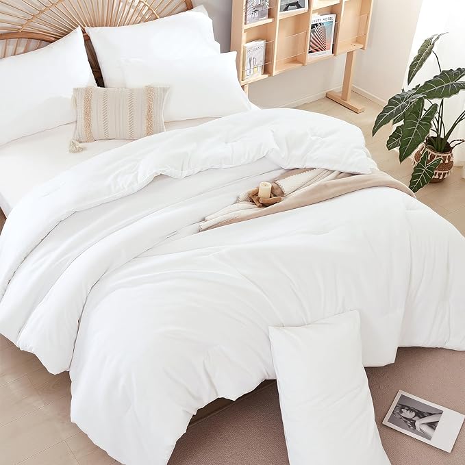weigelia Queen Comforter Set White Comforter Boho Solid Color Bedding - Image 3