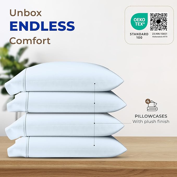 Thread Spread 100% Egyptian Cotton King Size Pillow Cases Set of 4 - Image 3