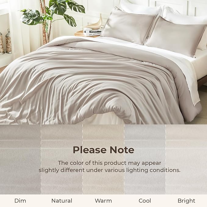Litanika Linen Grey Comforter Set King Size, 3 Pieces Lightweight Solid Bedding - Image 8