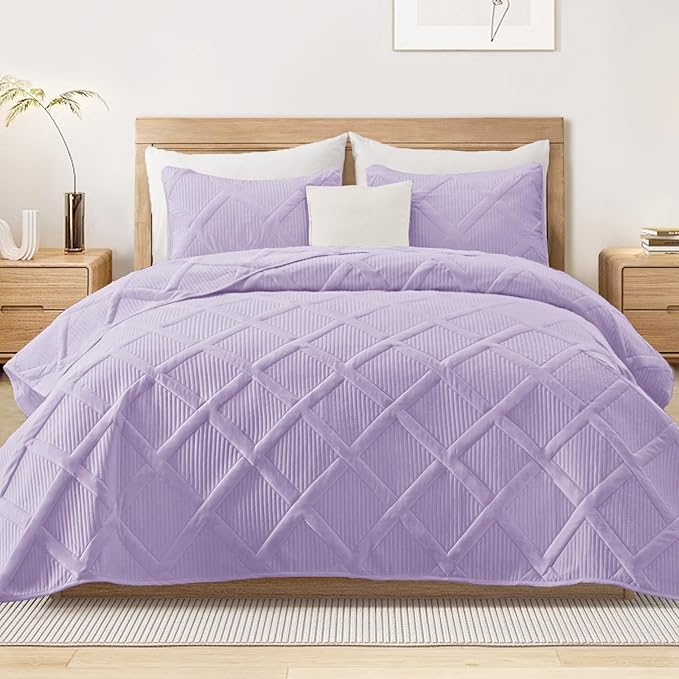 Exclusivo Mezcla King Quilt Set- Lilac Quilts Bedding Set by ExclusivoMezcla