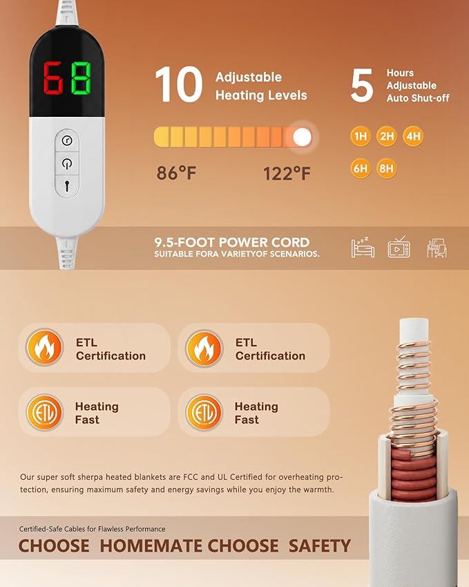Homemate Heated Blanket Electric Throw - Image 6