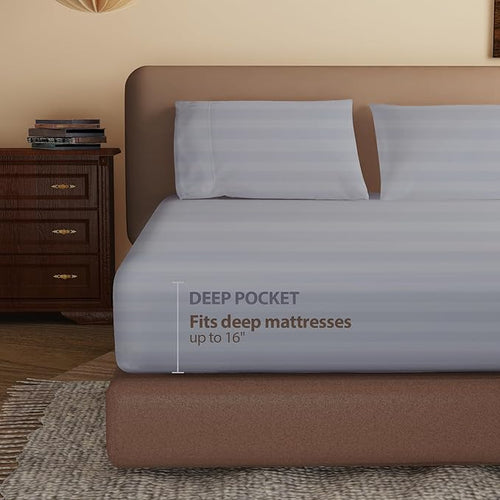 100% Egyptian Cotton Fitted Sheet Twin Size, 600 Thread Count, Single Fitted - Image 2