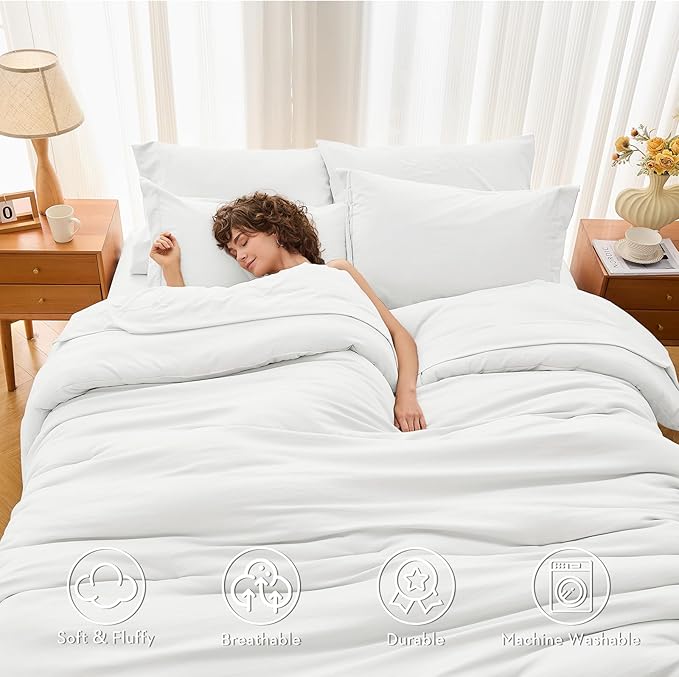 MUXHOMO 7 Pieces Queen Comforter Set, Soft Bed in a Bag Queen Size, All Season - Image 3