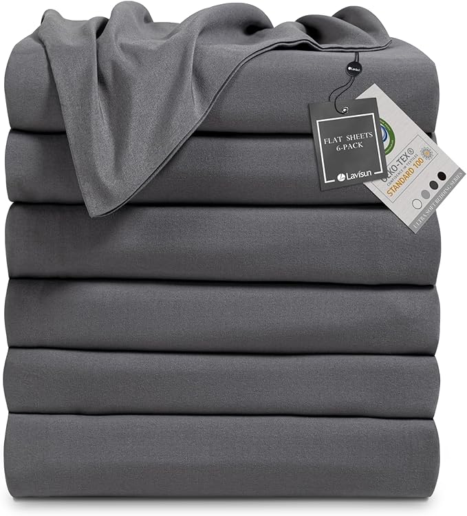 Lavisun Full Flat Sheets only, 6 Pack Bulk Top Sheets by Lavisun