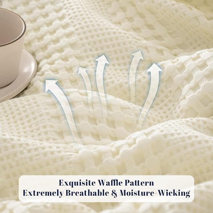 PHF Cooling Waffle Blanket Queen Size, Lightweight 60% Rayon from Bamboo & 40% - Image 4