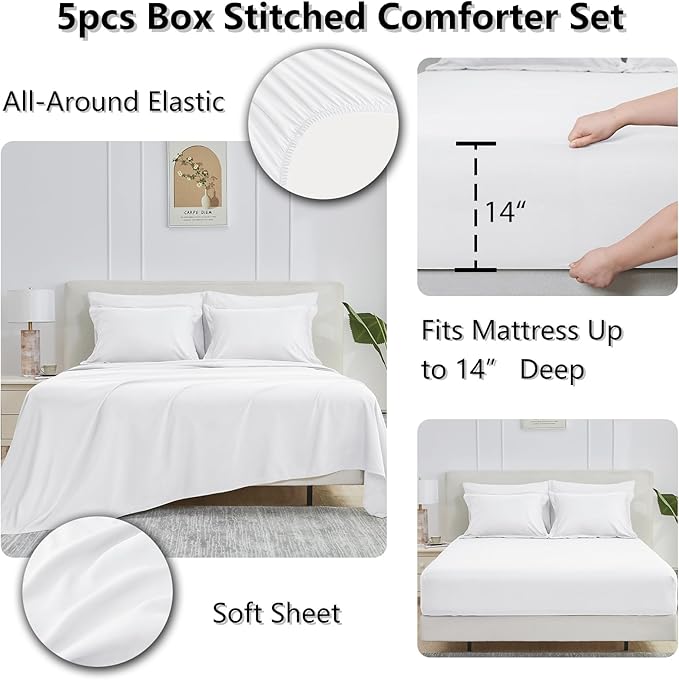 CozyLux Twin XL Comforter Set White - Image 6