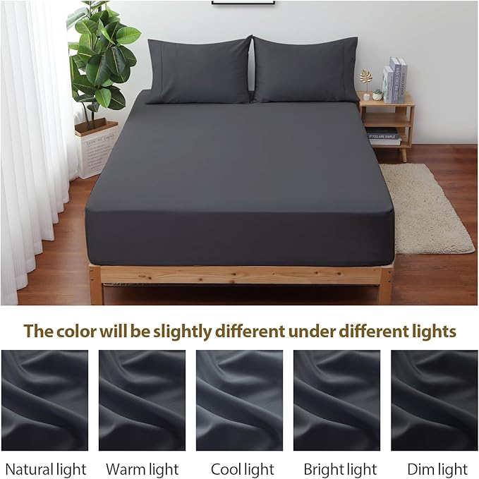 California King Size Fitted Sheet Only Dark Grey, 100% Egyptian Cotton 600 - Image 8