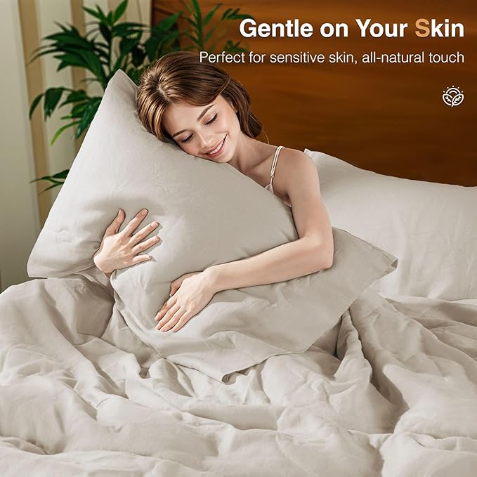 SONORO KATE 100% French Linen Duvet Cover Queen Size, Soft Breathable - Image 6