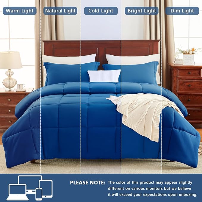 CozyLux Twin/Twin XL Comforter Set Classic Blue - Image 5