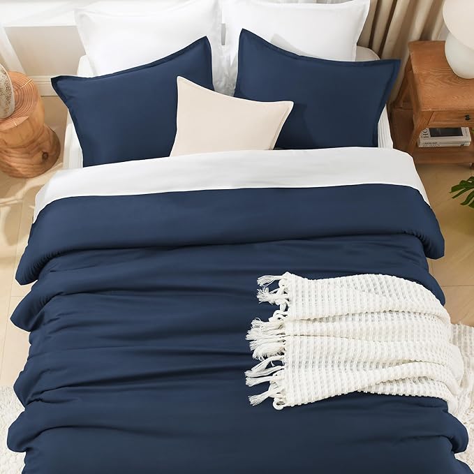 Litanika Navy Blue Oversized King Comforter Set Super King Plus Size, 3 Pieces - Image 8