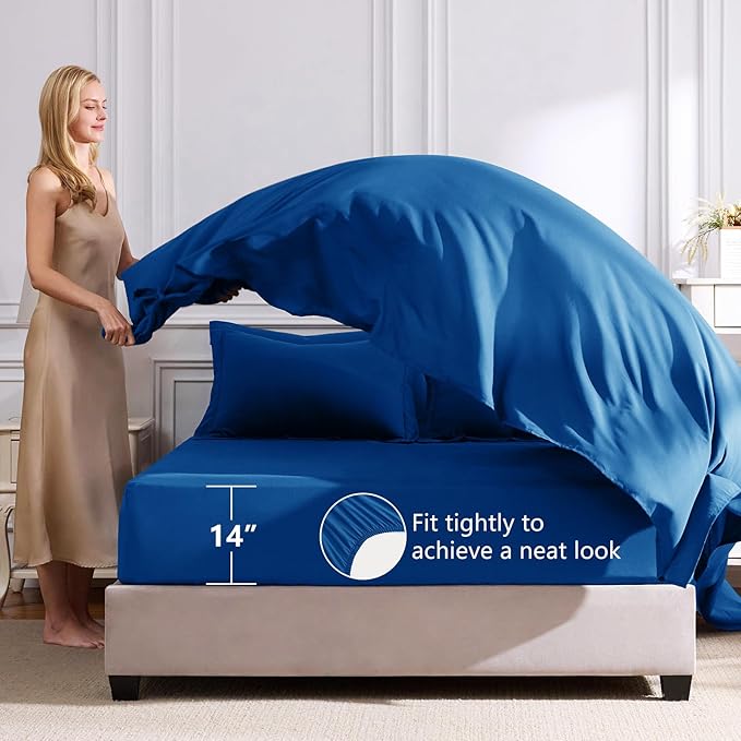 CozyLux King Size Comforter Set Classic Blue - Image 5