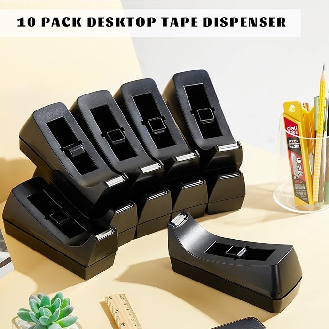 10 Pack Desktop Tape Dispenser Tape Roll Non Skid Base Tape Dispensers for Office Home School (Tape Not Included)-DeskoryOffice