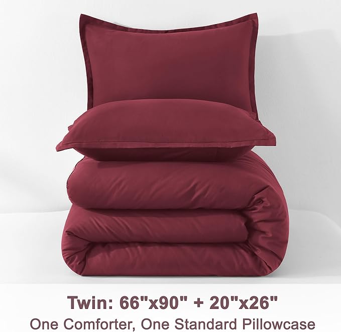Litanika Burgundy Red Comforter Set Twin/Twin XL Size, 2 Pieces Lightweight - Image 9