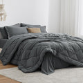 Love's cabin Oversized Queen Comforter Set Dark Grey, 7 Pieces Bed in a Bag by Lovescabin