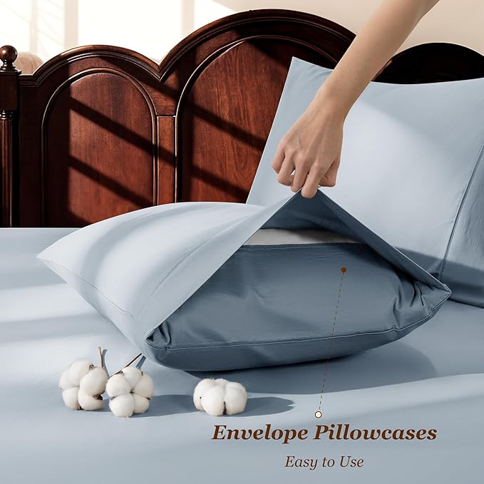 LBRO2M 1000 Thread Count 100% Egyptian Cotton Sheets Set King, 4 Piece Sets Bed - Image 6