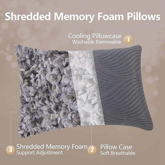 Pillows Queen Size Set of 2 Cooling Memory Foam Pillows - Image 2