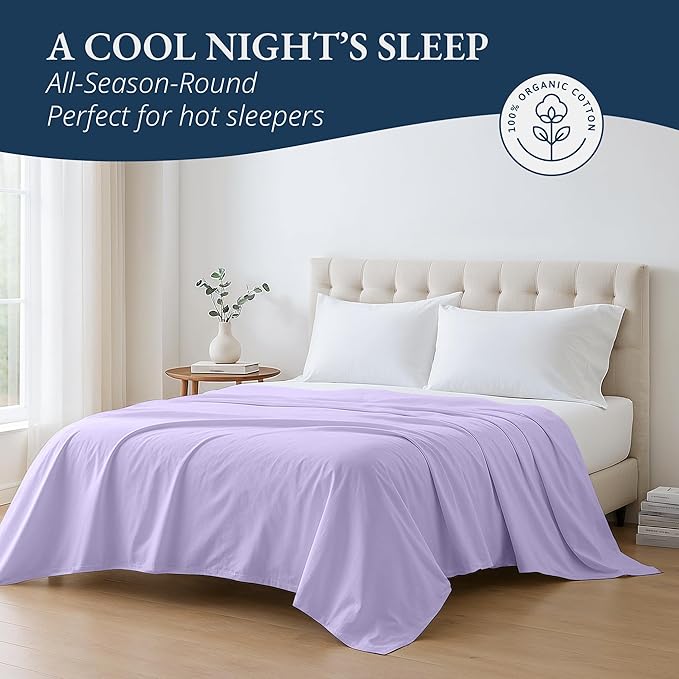 Lane Linen 100% Organic Cotton Twin Size Flat Sheet Only - Image 4