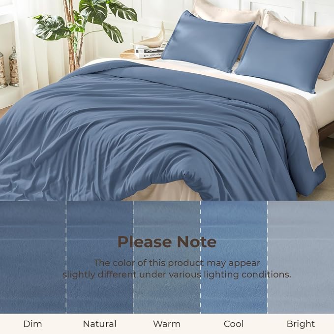 Litanika Haze Blue Comforter Full Size Set, 3 Pieces Lightweight Solid Bedding - Image 8