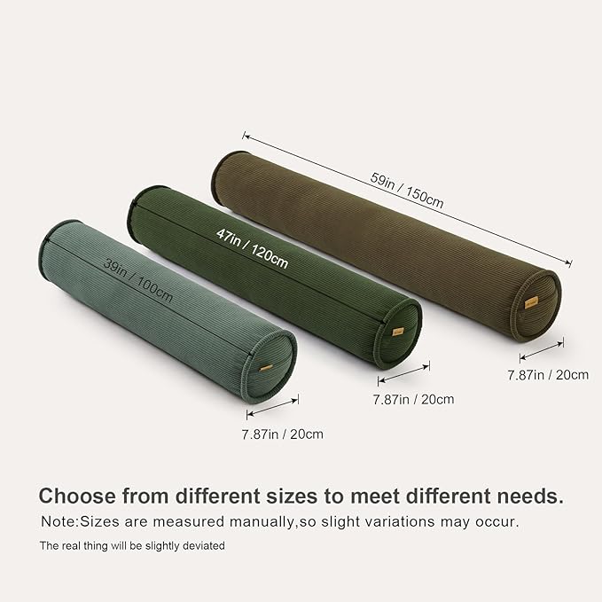 Long Bolster Pillow for Bed – Soft Corduroy Body Pillow for Adults, Ergonomic Full-Length Support for Better Sleep,39 x 7.87 Inches,Martini 0live