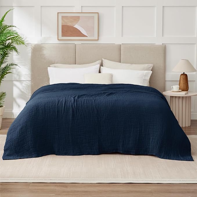 100% Cotton Muslin Blanket King 108" x 90", 6 Layers Breathable and Lightweight - Image 7