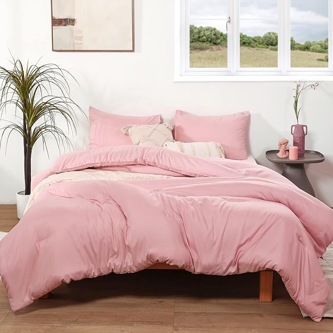 ROSGONIA Pink Comforter Set Queen by ROSGONIA