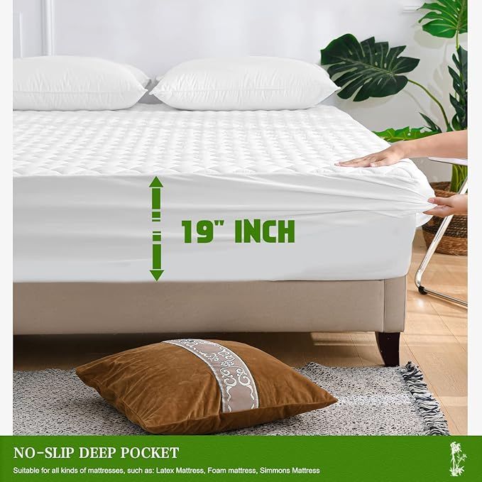 UNILIBRA Twin Mattress Pad Waterproof Rayon Made from Bamboo, Fitted Deep - Image 6
