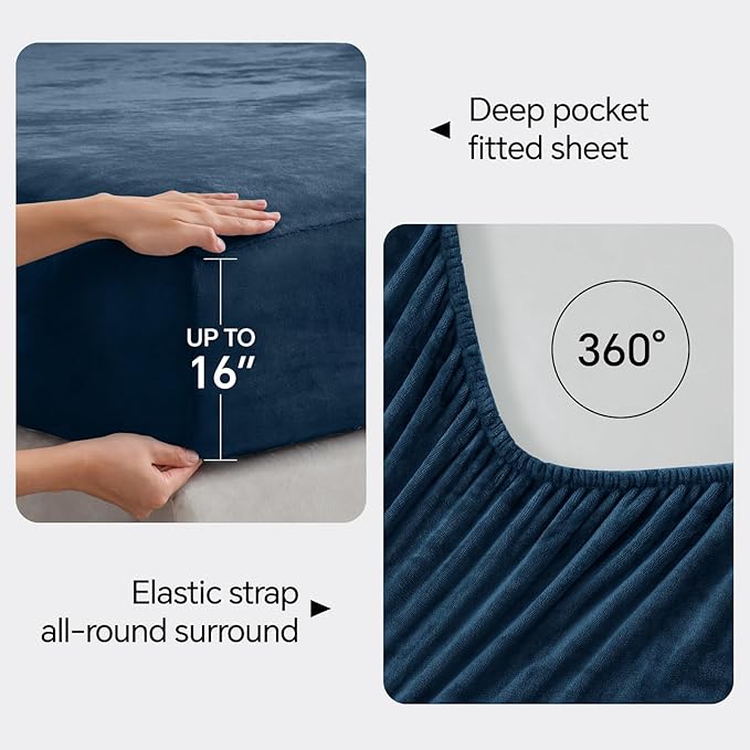 BEDELITE Flannel Sheets Queen Size Navy - Image 4