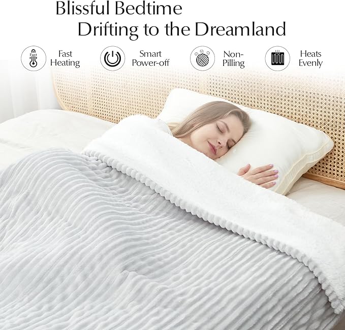 SNUGSUN Heated Blanket Throw Size, Soft and Cozy Electric Heating Blanket - Image 4