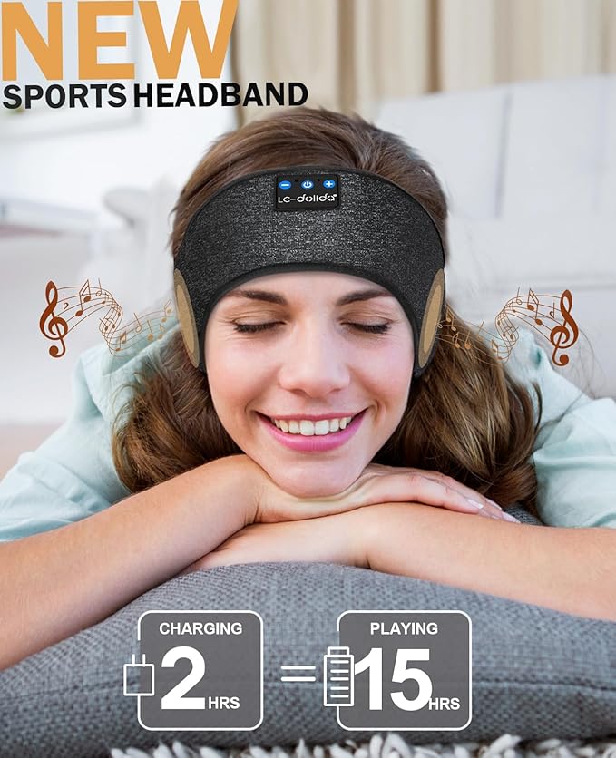 LC-dolida Sleep Headphones Headband Bluetooth 5.4, Headband Earphones Wireless - Image 5